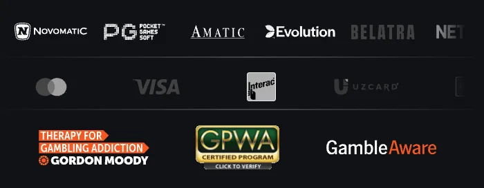 Logos de proveedores, métodos de pago y programas de juego responsable en Pin-Up.